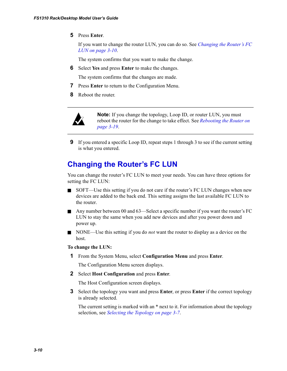 Changing the router’s fc lun, Changing the router’s fc lun on | Chaparral Fibre Channel -to-SCSI Router Chaparral FS 1310 User Manual | Page 38 / 96