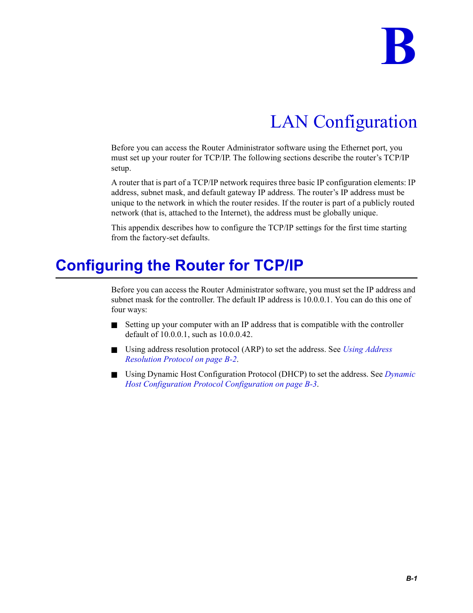 Lan configuration, Configuring the router for tcp/ip | Chaparral Fibre Channel -to-SCSI Router Chaparral FS 1310 User Manual | Page 75 / 96