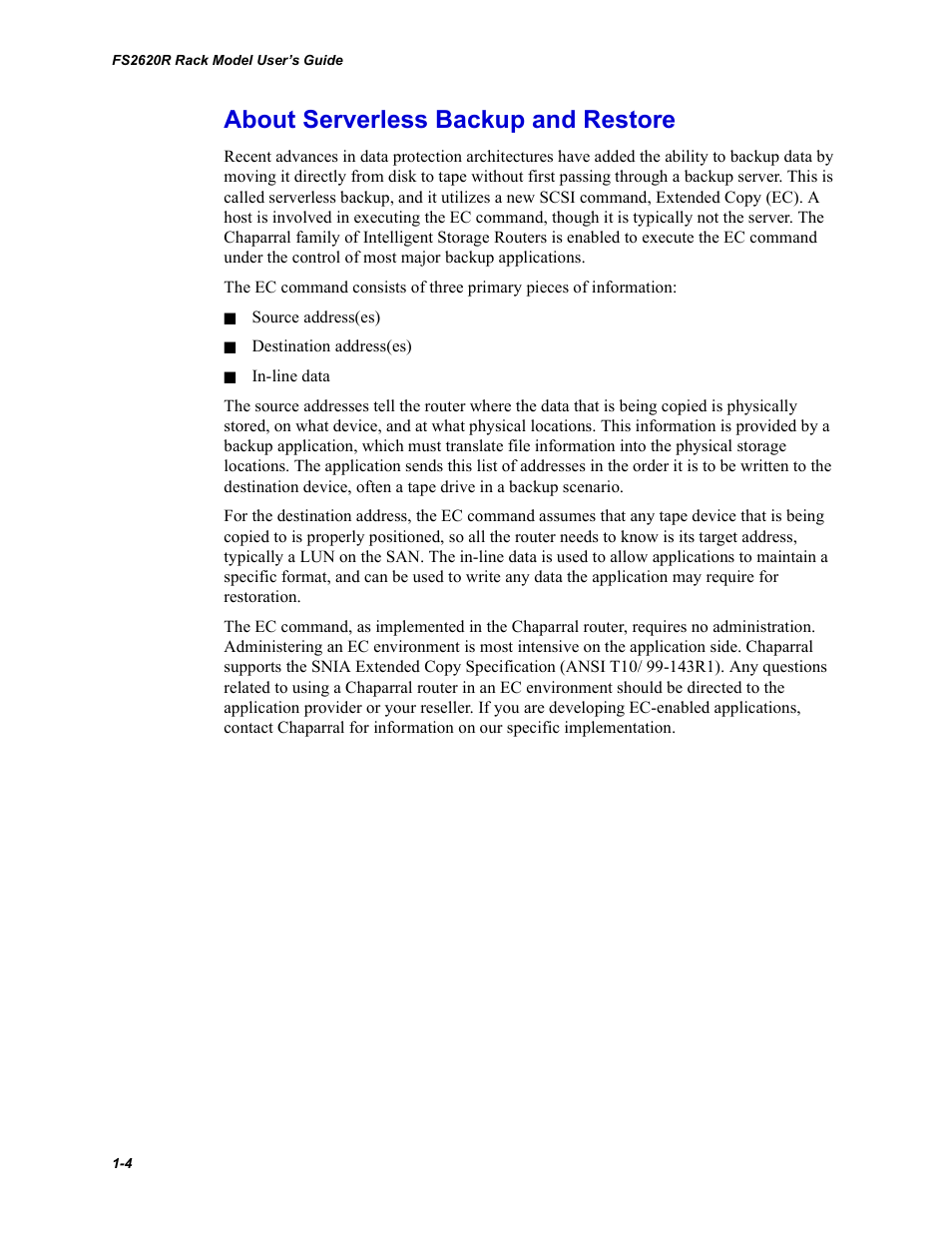 About serverless backup and restore | Chaparral FS2620R User Manual | Page 14 / 100