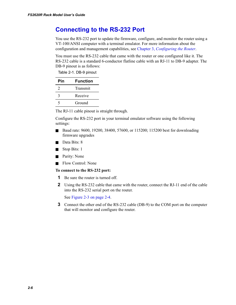 Connecting to the rs-232 port | Chaparral FS2620R User Manual | Page 22 / 100