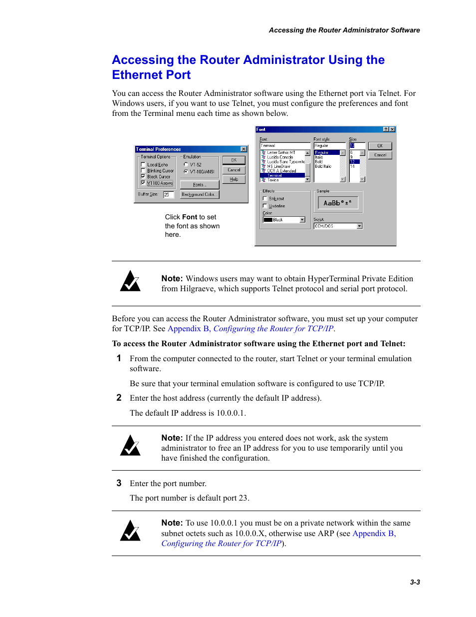 Accessing the router administrator using the, Ethernet port | Chaparral FS2620R User Manual | Page 33 / 100