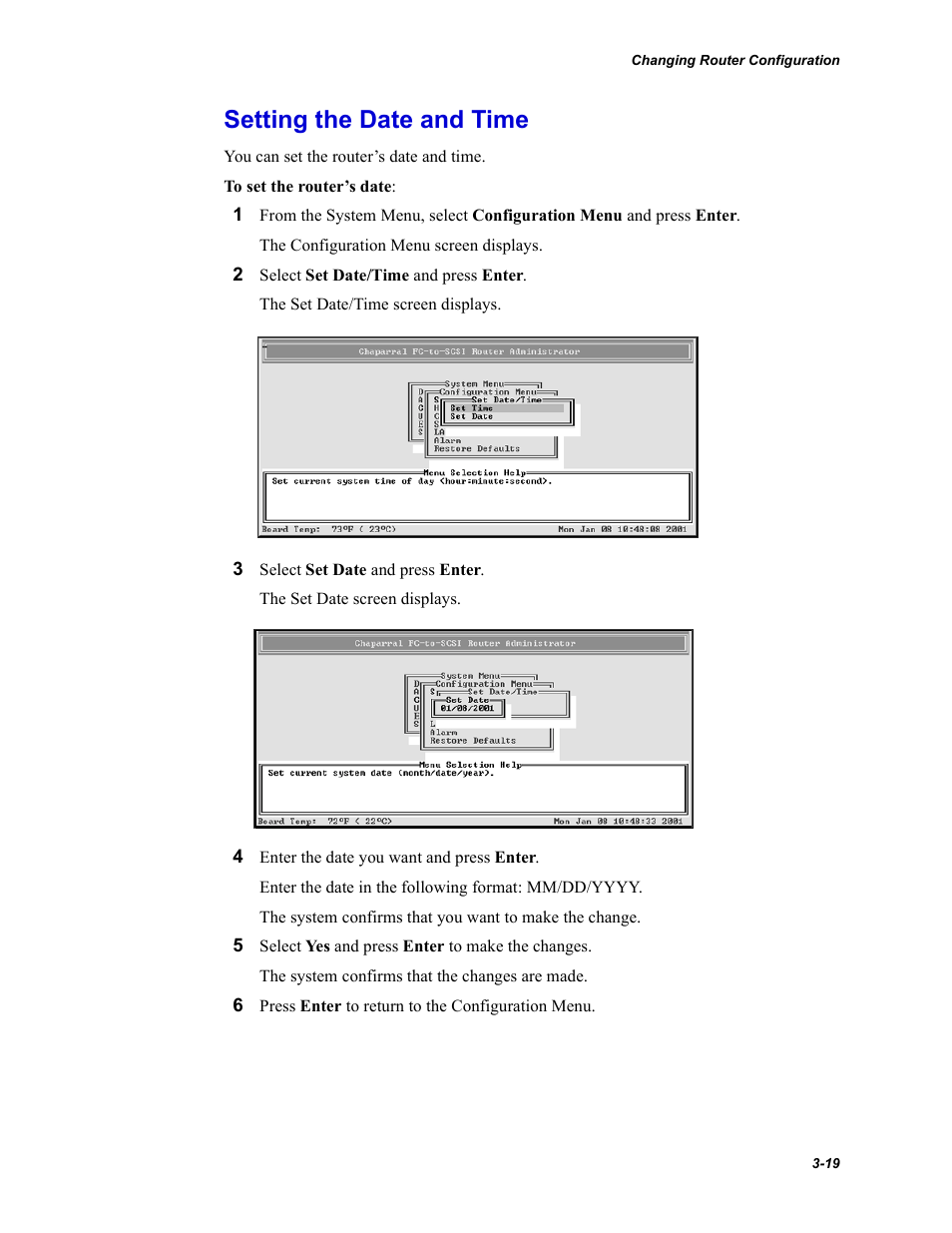 Setting the date and time | Chaparral FS2620R User Manual | Page 49 / 100