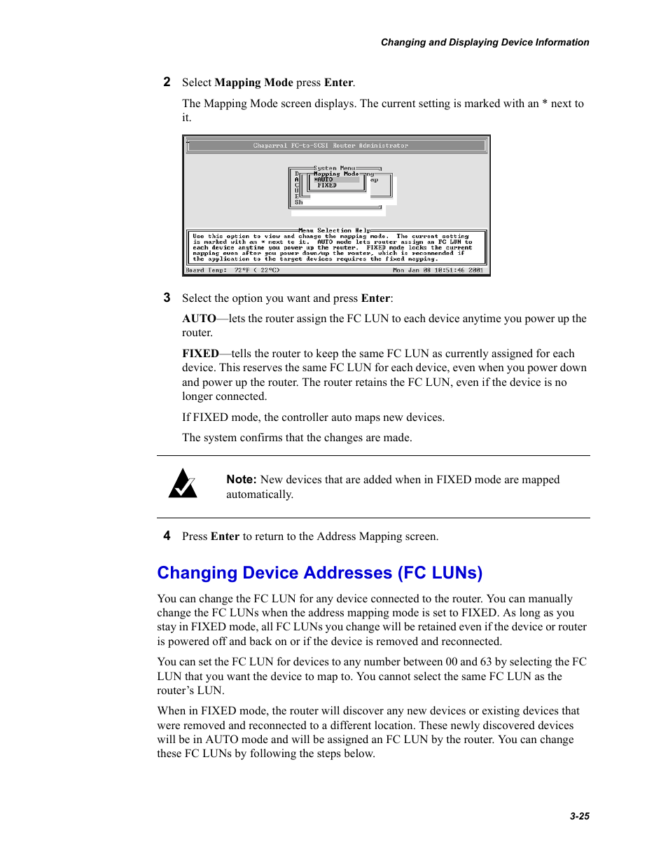 Changing device addresses (fc luns) | Chaparral FS2620R User Manual | Page 55 / 100