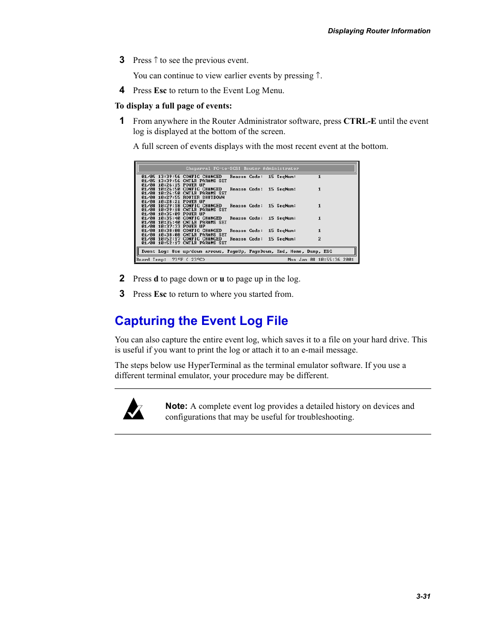 Capturing the event log file | Chaparral FS2620R User Manual | Page 61 / 100