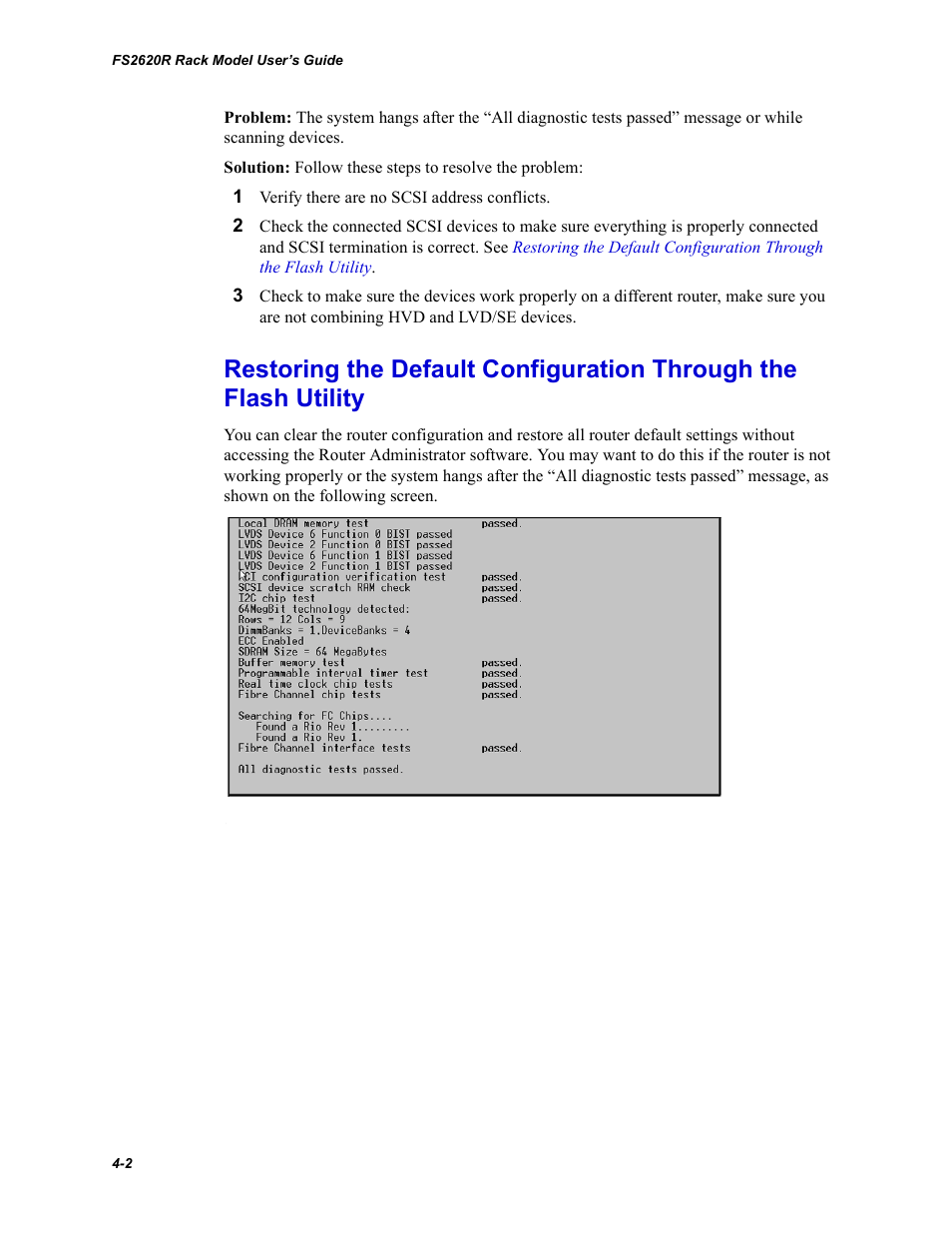 Restoring the default configuration through the, Flash utility | Chaparral FS2620R User Manual | Page 72 / 100