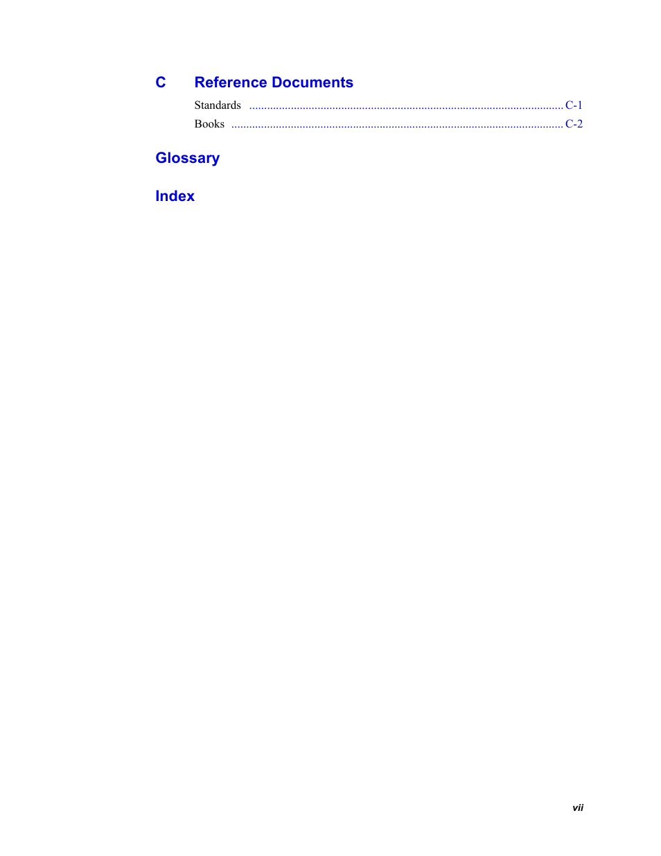 C reference documents, Glossary, Index | Chaparral FS2620R User Manual | Page 9 / 100