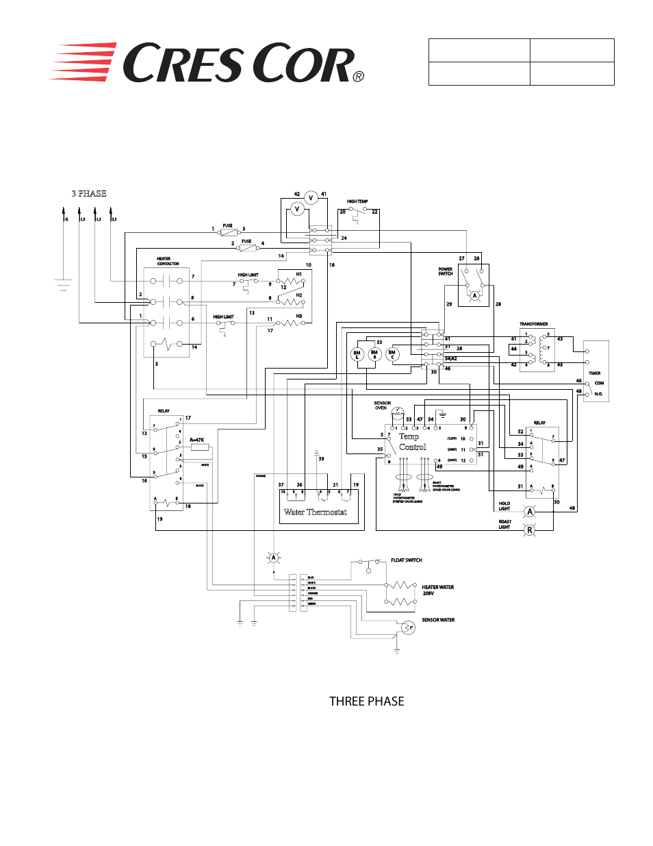 Wiring diagram three phase, Three phase, Fl-2270 | Ovens, 3 phase, Water thermostat, Temp control | Cres Cor CO151HW189B User Manual | Page 13 / 13
