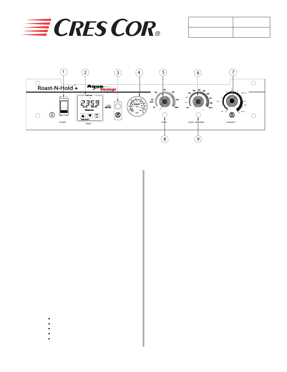 Replacement parts, Hot unit replacement parts, Fl-2270 | Roast-n-hold, Ovens | Cres Cor CO151HW189B User Manual | Page 9 / 13