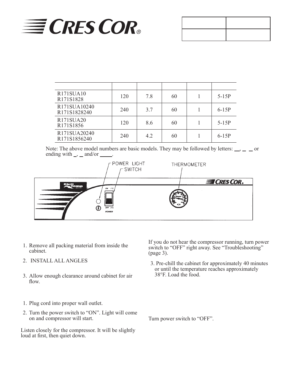 Cres Cor R171SUA10240 User Manual | 4 pages