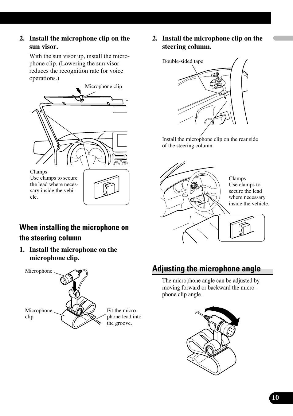 Adjusting the microphone angle | Pioneer DEH-P85BT User Manual | Page 11 / 72