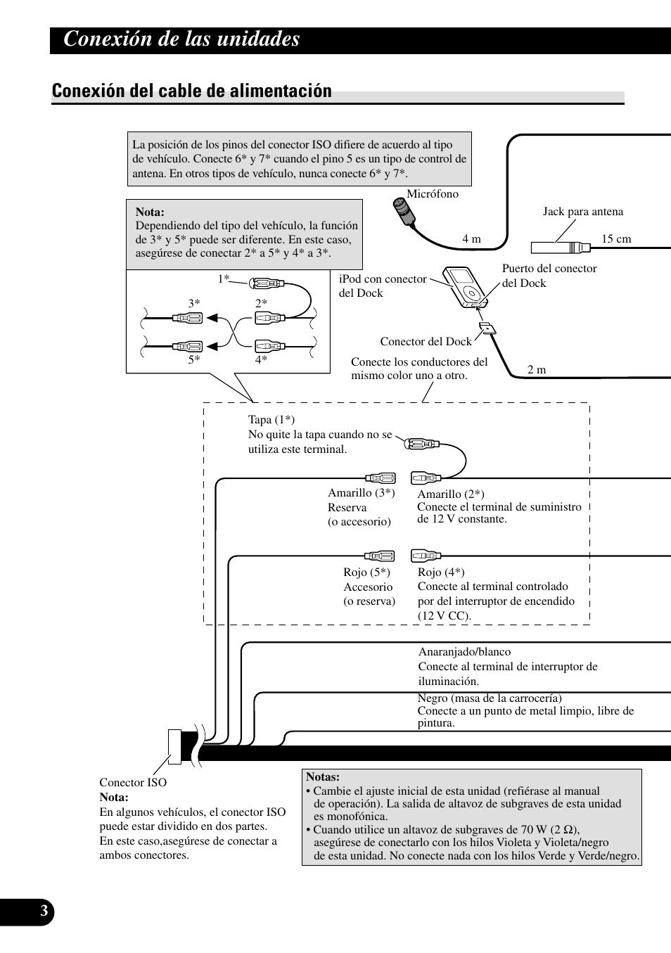 Conexión del cable de alimentación, Conexión de las unidades | Pioneer DEH-P85BT User Manual | Page 14 / 72