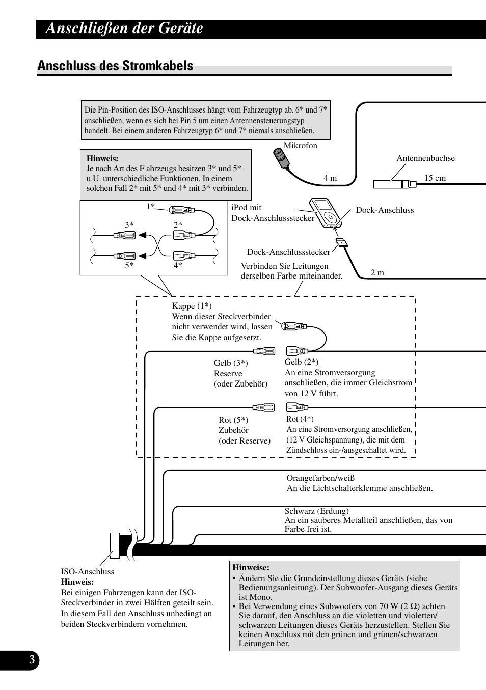 Anschluss des stromkabels, Anschließen der geräte | Pioneer DEH-P85BT User Manual | Page 24 / 72