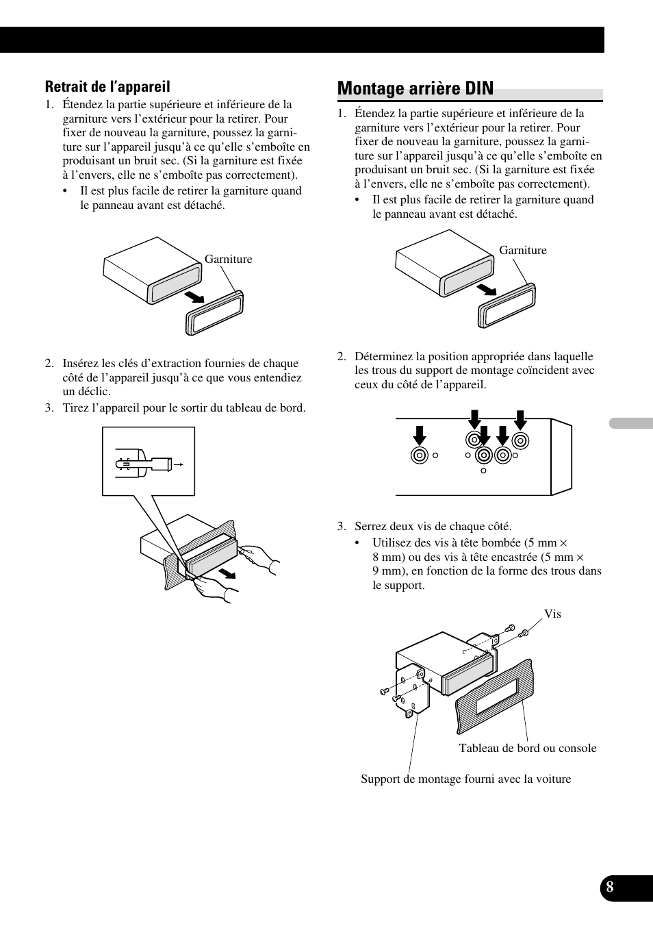 Montage arrière din | Pioneer DEH-P85BT User Manual | Page 39 / 72