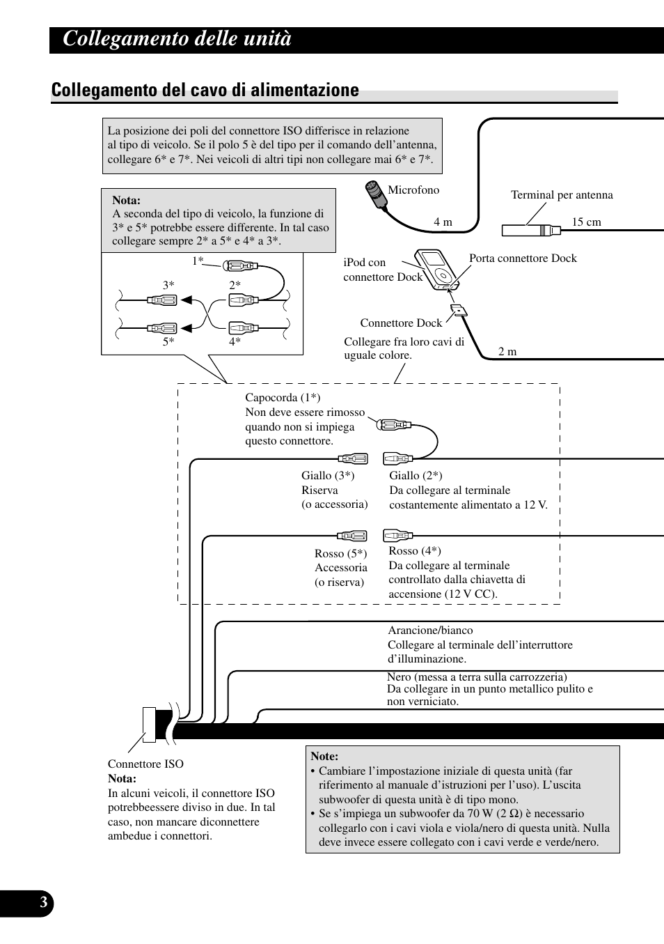 Collegamento del cavo di alimentazione, Collegamento delle unità | Pioneer DEH-P85BT User Manual | Page 44 / 72