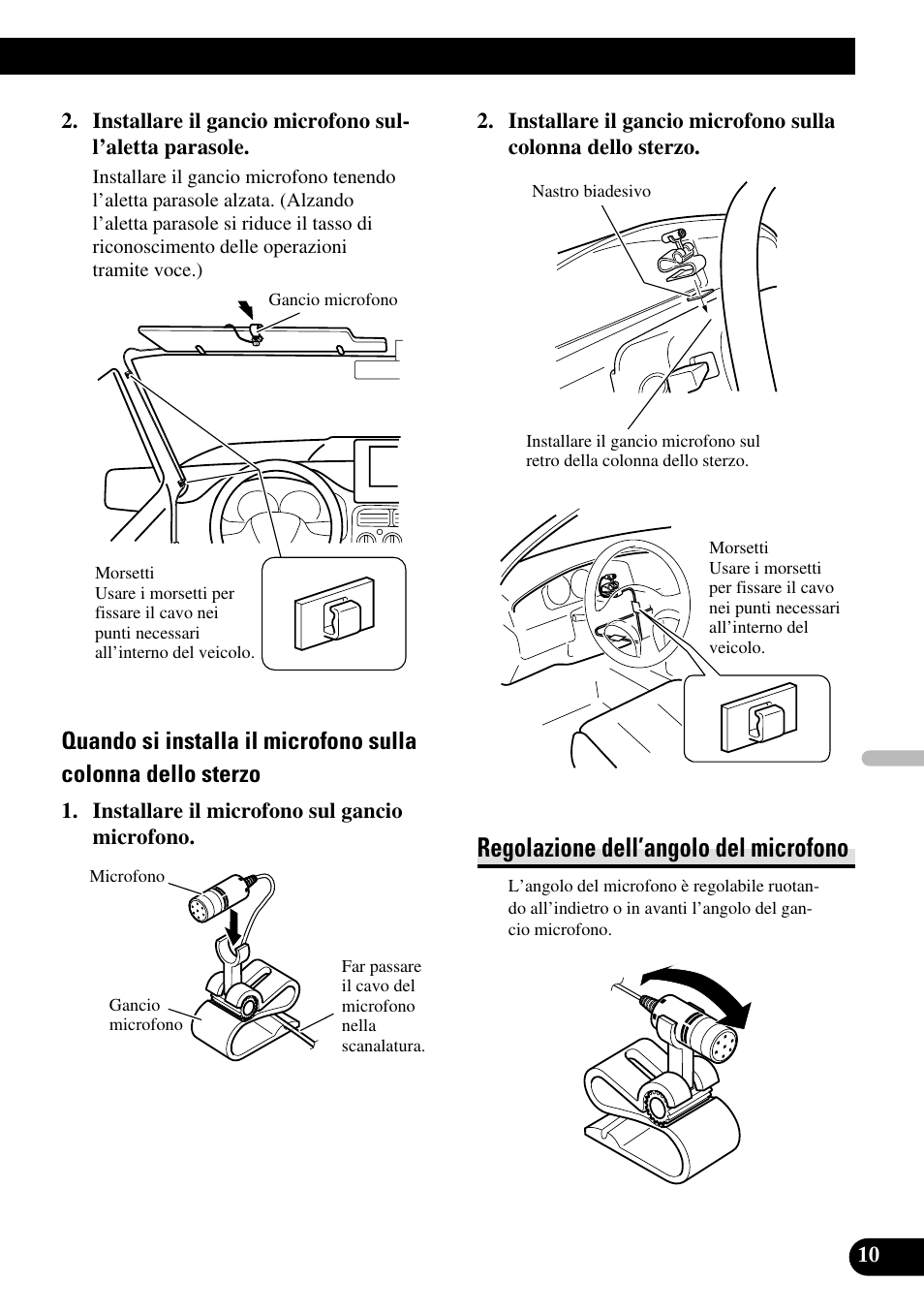 Regolazione dell’angolo del microfono | Pioneer DEH-P85BT User Manual | Page 51 / 72