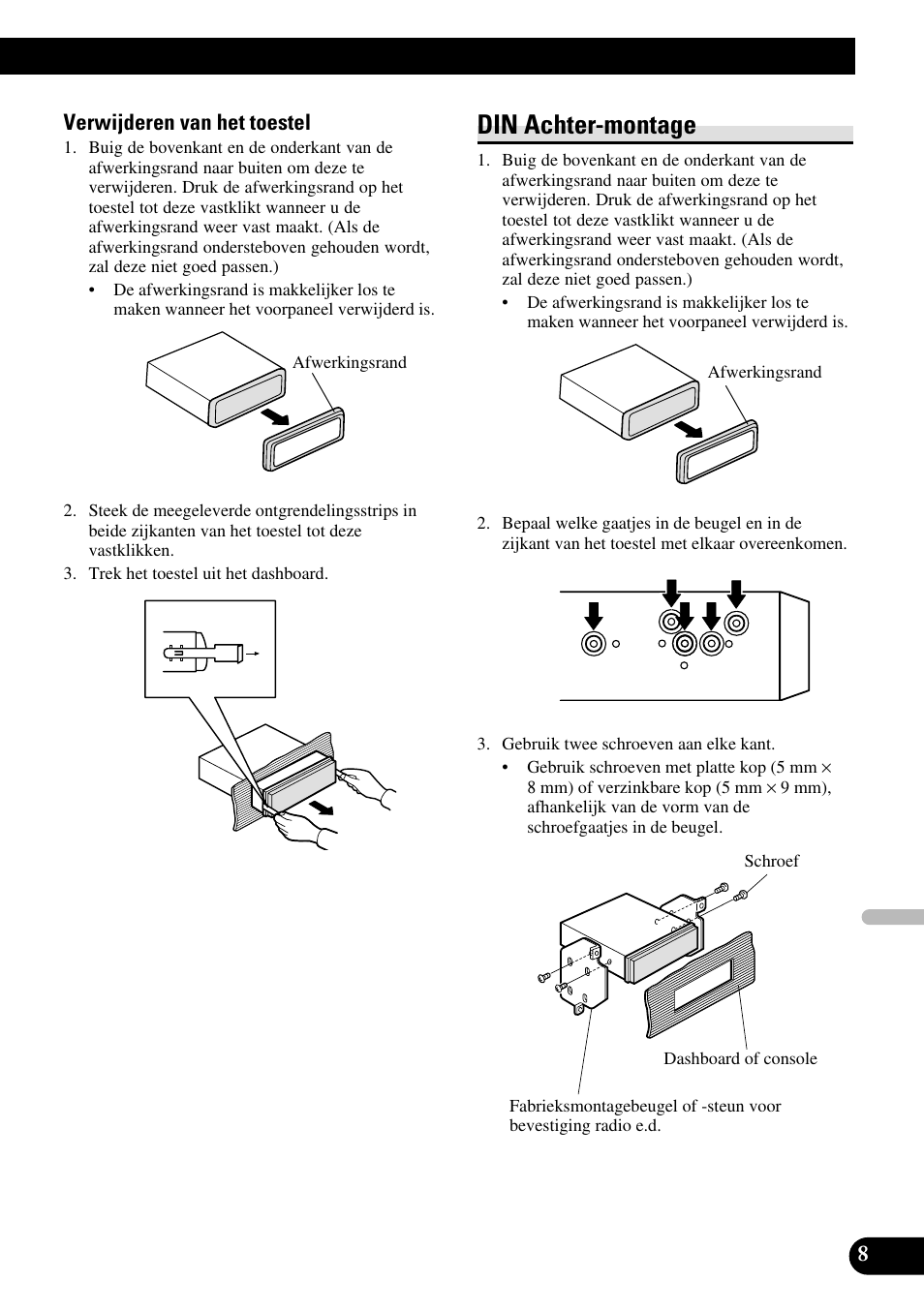Din achter-montage | Pioneer DEH-P85BT User Manual | Page 59 / 72