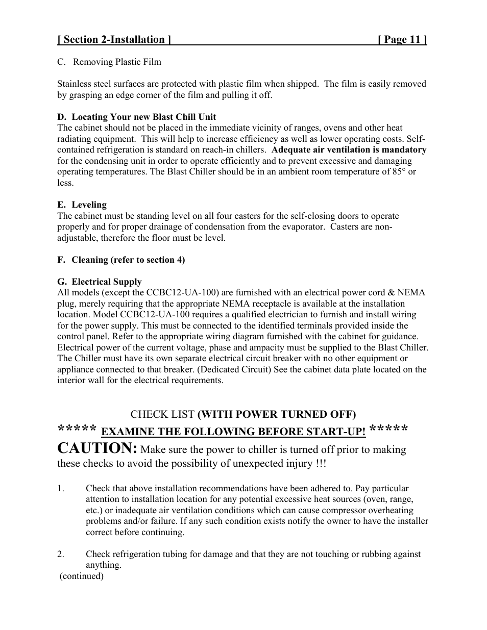 Caution | Cres Cor CCBC-4-35 User Manual | Page 13 / 43