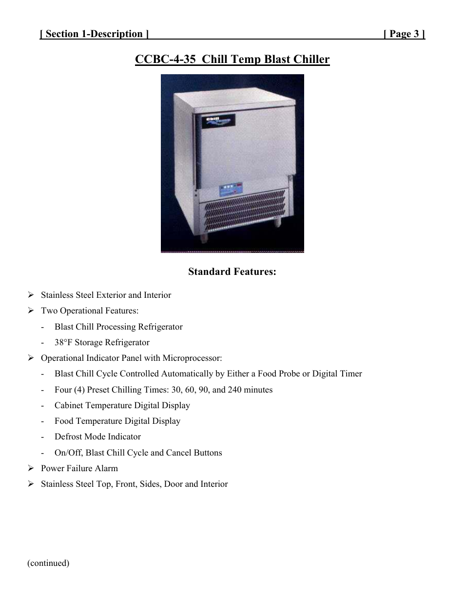 Ccbc-4-35 chill temp blast chiller | Cres Cor CCBC-4-35 User Manual | Page 5 / 43