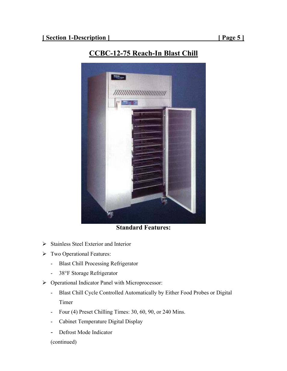 Ccbc-12-75 reach-in blast chill | Cres Cor CCBC-4-35 User Manual | Page 7 / 43
