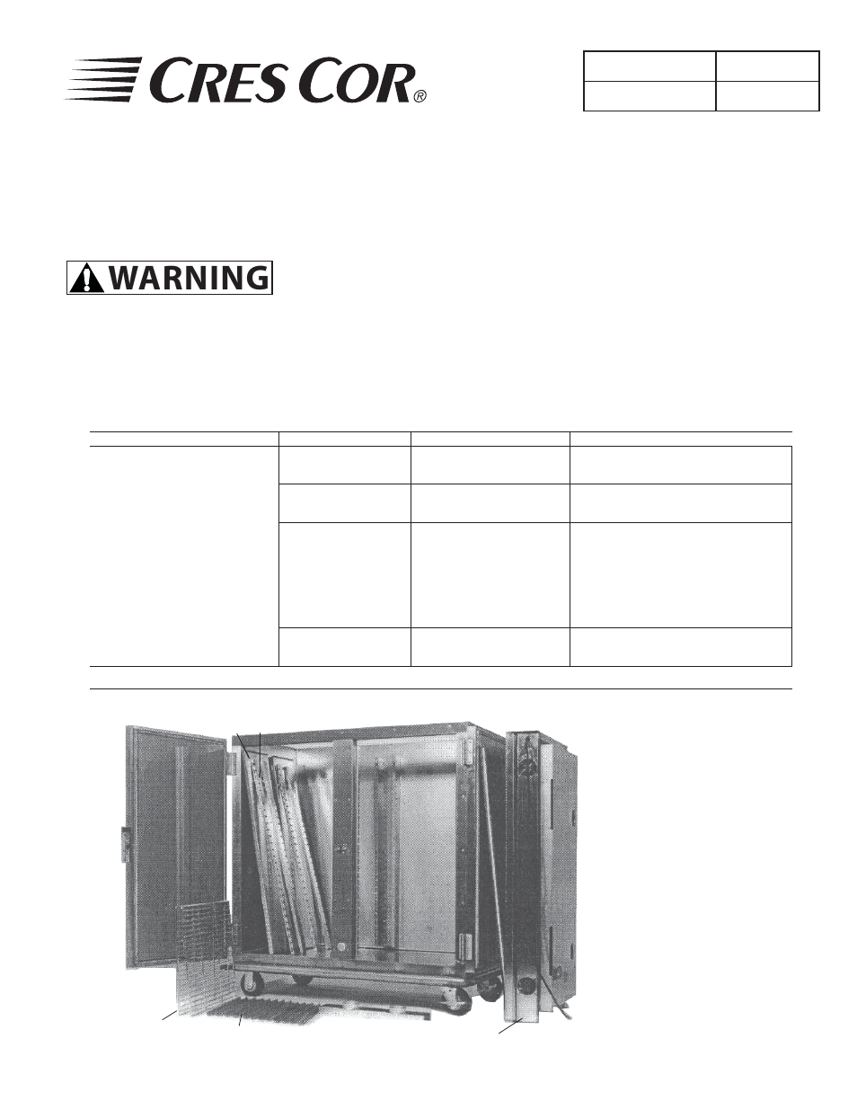 Warning | Cres Cor Banquet Warming Cabinets CCB-96A User Manual | Page 2 / 4
