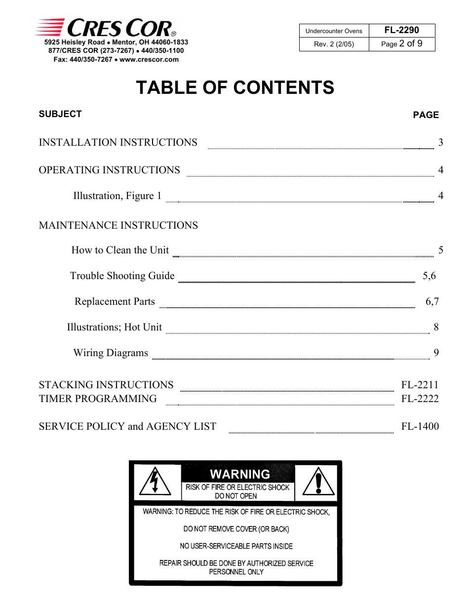 Cres Cor CO151X185B User Manual | Page 2 / 9