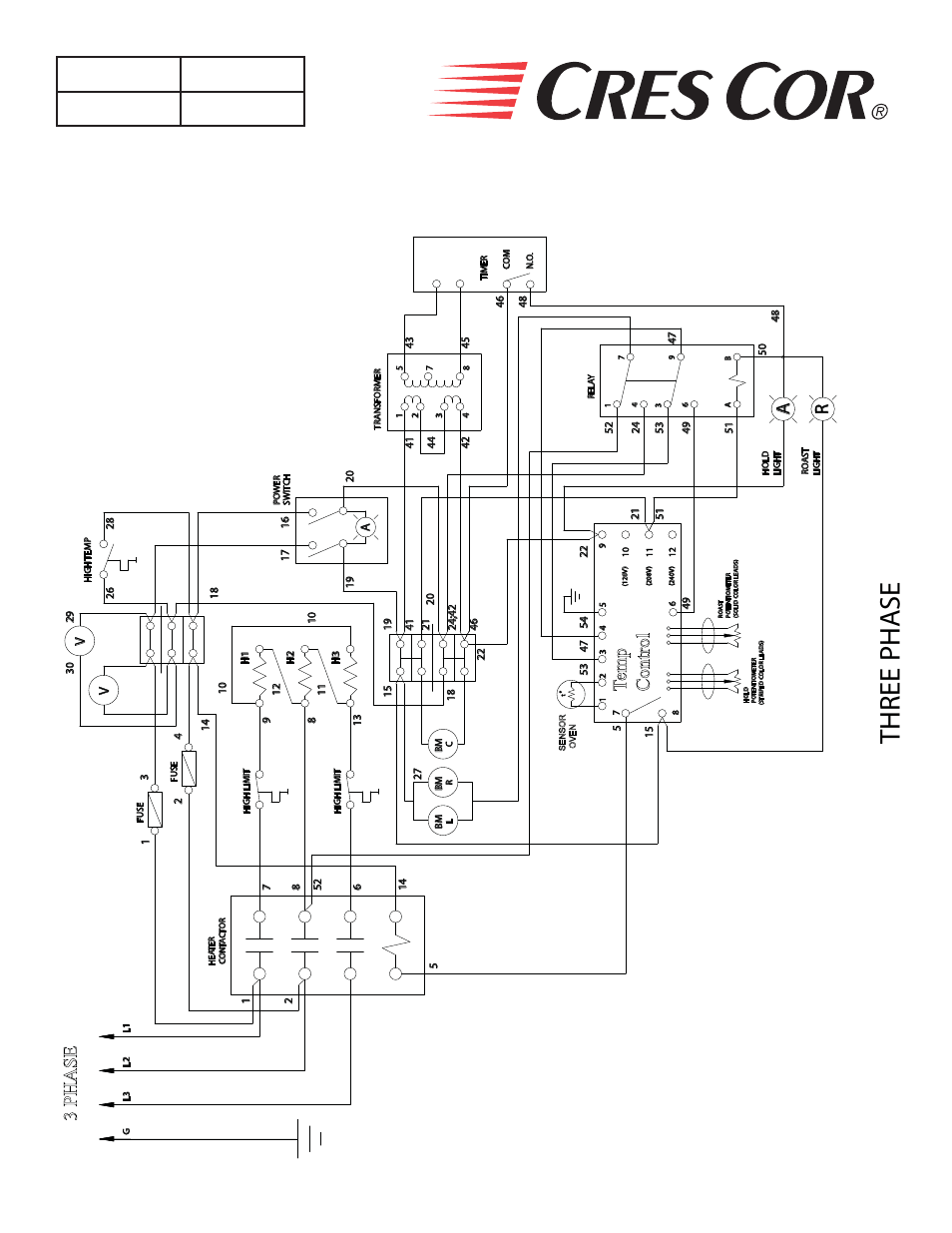 Three phase, Wiring diagram three phase, Temp control | 3 phase, Fl-2271, Ovens | Cres Cor CO-151-HUA-6B User Manual | Page 12 / 12