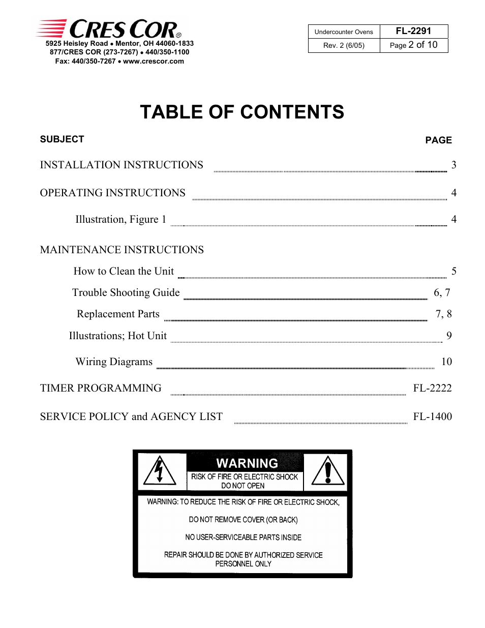 Cres Cor CO151XWUA5B User Manual | Page 2 / 10