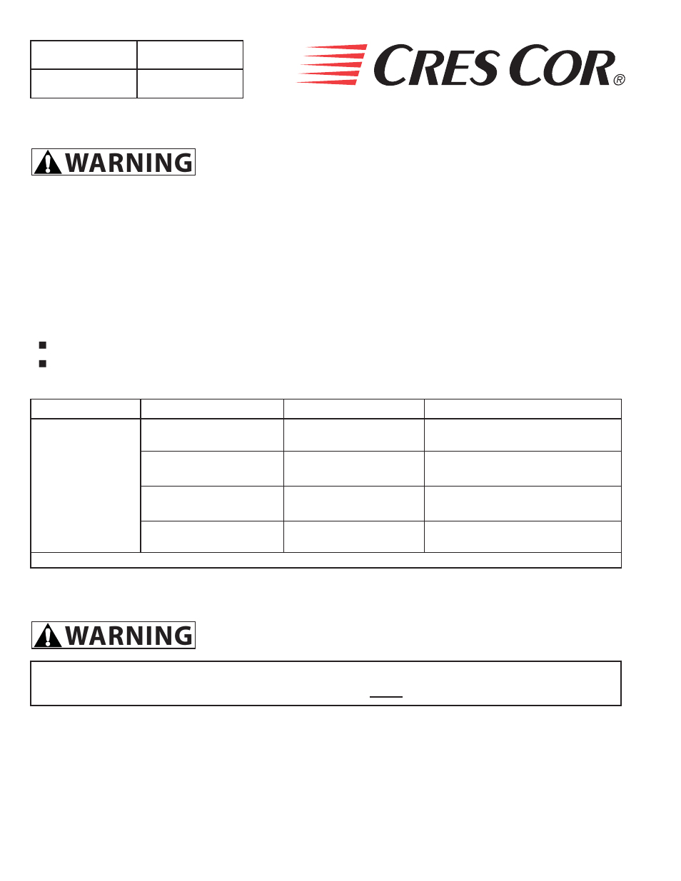 Warning, Operating instructions (continued), Maintenance instructions | Cres Cor CO151HUA6B-Q1 User Manual | Page 6 / 13