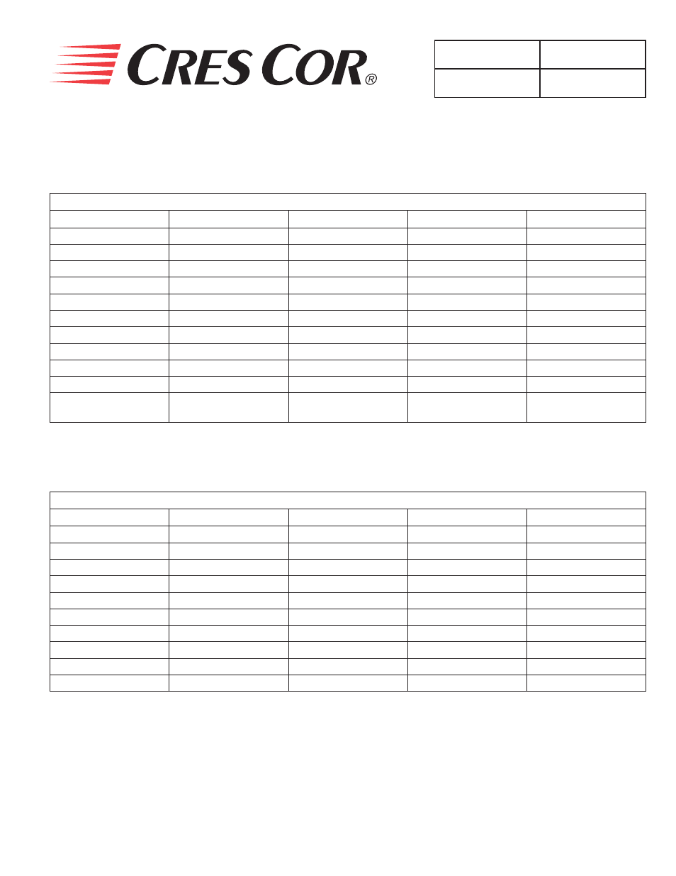 Replacement parts (continued) | Cres Cor CO151HUA6B-Q1 User Manual | Page 9 / 13