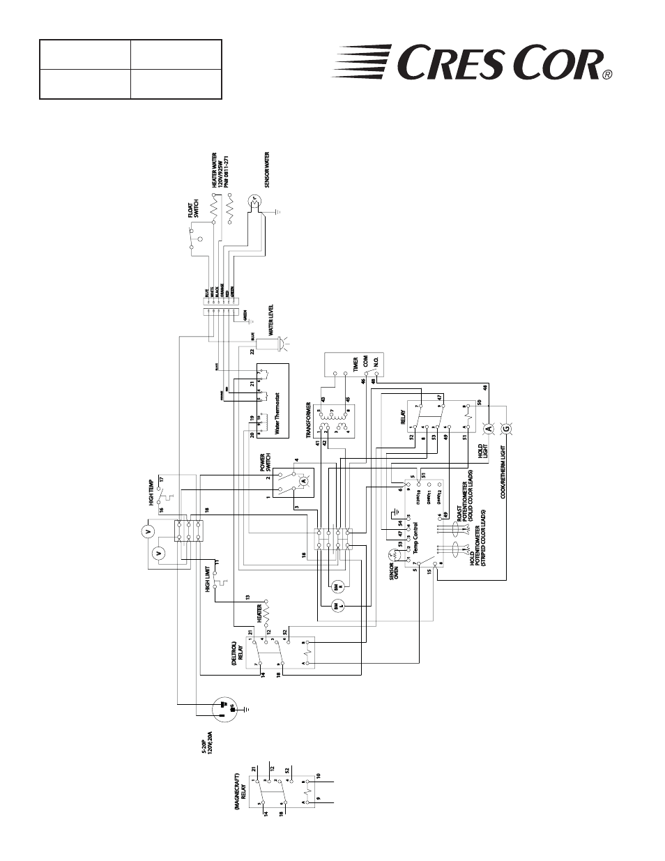 Wiring diagram, Fl-2291, Undercounter ovens | Cres Cor FL-2291 User Manual | Page 10 / 10