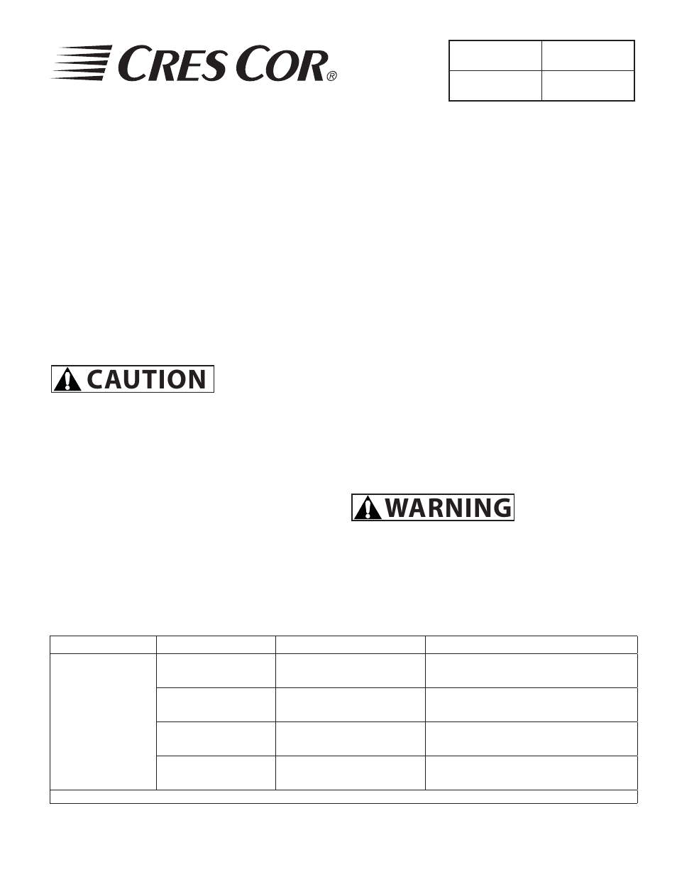 Warning, Caution, Maintenance instructions how to clean the unit | Cres Cor FL-2291 User Manual | Page 5 / 10