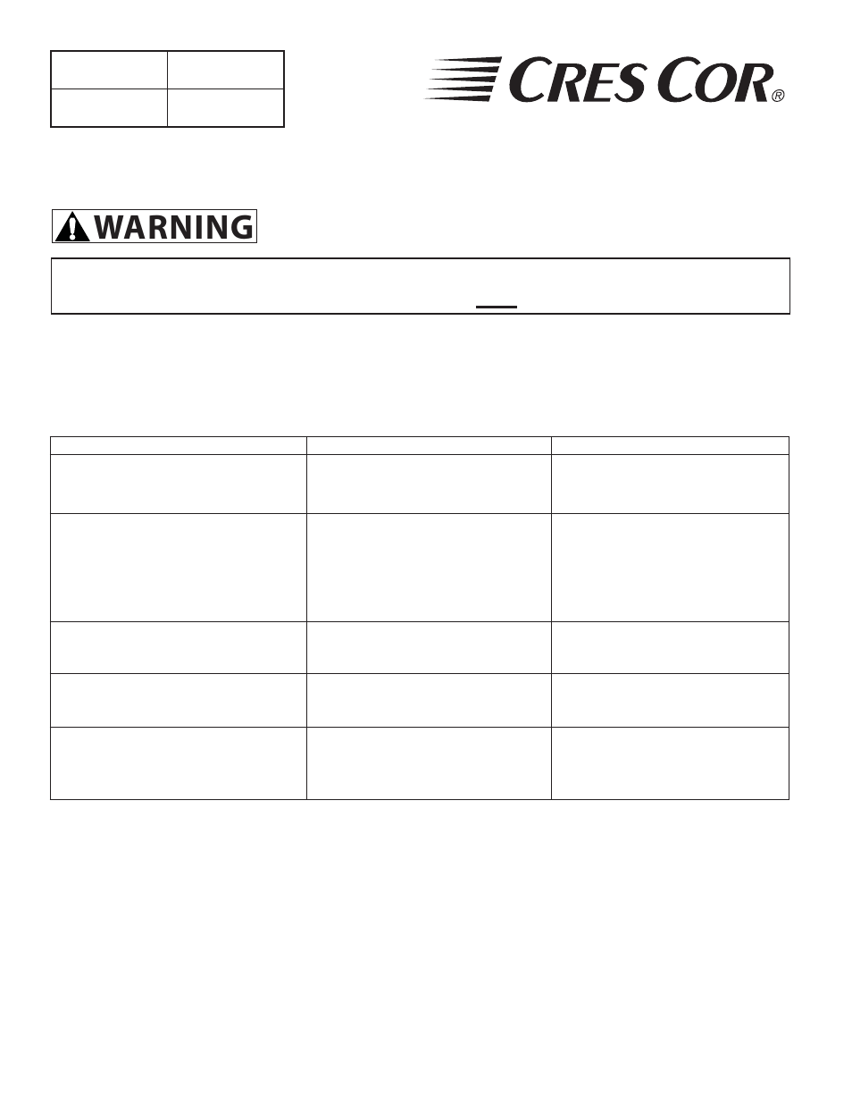 Warning, Maintenance instructions, Trouble-shooting guide | Cres Cor FL-2291 User Manual | Page 6 / 10