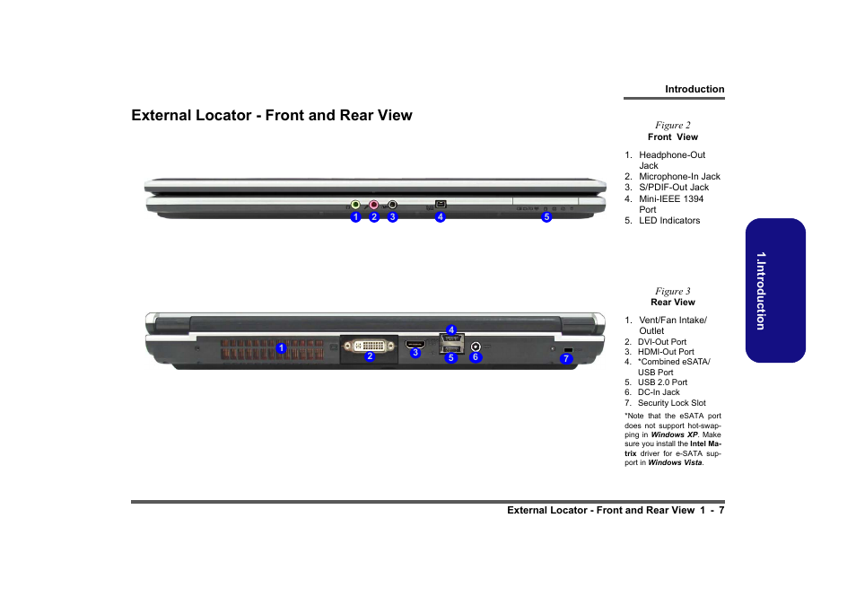 External locator - front and rear view, External locator - front and rear view -7 | Clevo M860TU User Manual | Page 19 / 100