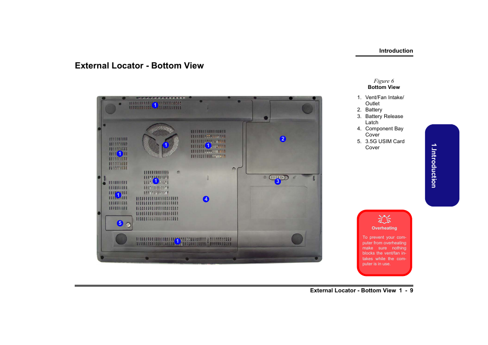 External locator - bottom view, External locator - bottom view -9 | Clevo M860TU User Manual | Page 21 / 100