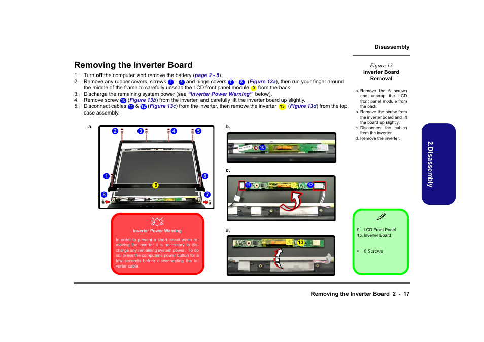 Removing the inverter board, Removing the inverter board -17 | Clevo M860TU User Manual | Page 43 / 100