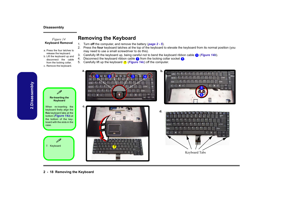 Removing the keyboard, Removing the keyboard -18 | Clevo M860TU User Manual | Page 44 / 100