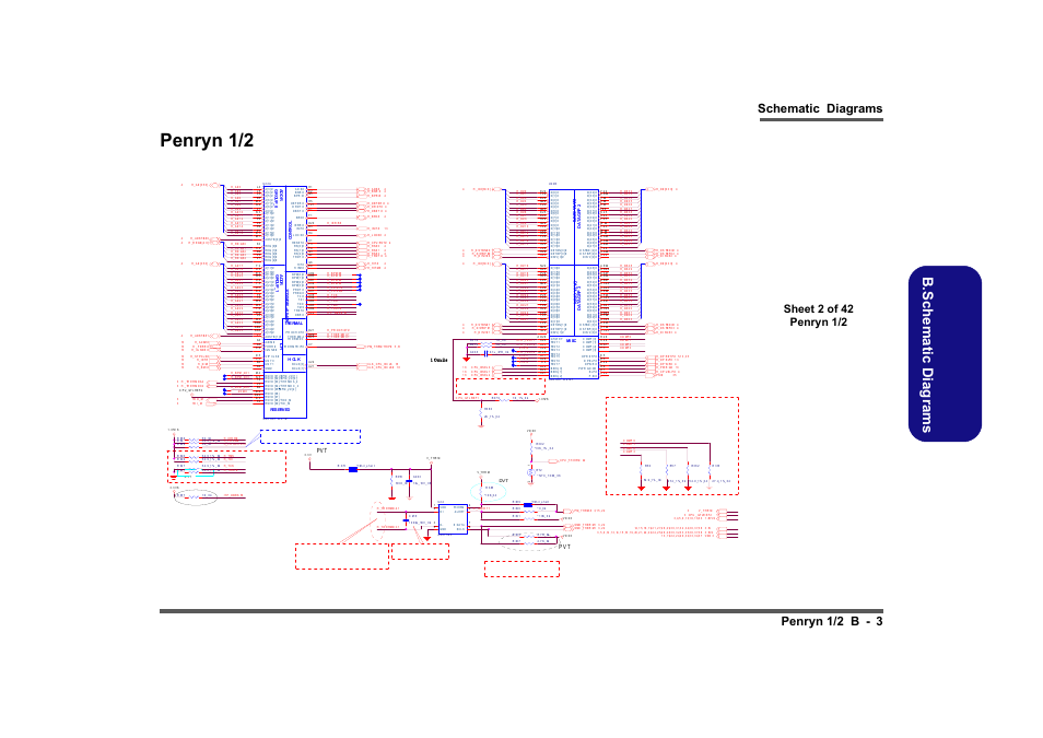 Penryn 1/2, Sheet 2 of 42 penryn 1/2, B.schematic diagrams | Schematic diagrams penryn 1/2 b - 3 | Clevo M860TU User Manual | Page 59 / 100