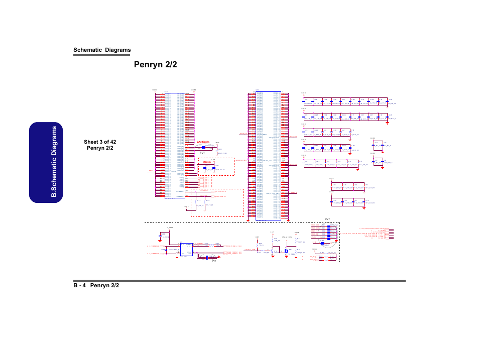 Penryn 2/2, Sheet 3 of 42 penryn 2/2, B.schematic diagrams | Schematic diagrams b - 4 penryn 2/2 | Clevo M860TU User Manual | Page 60 / 100