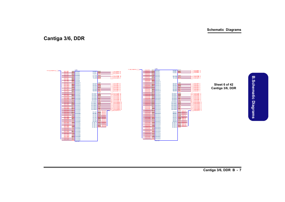 Cantiga 3/6, ddr, Sheet 6 of 42 cantiga 3/6, ddr, B.schematic diagrams | Schematic diagrams cantiga 3/6, ddr b - 7, Ddr syst em me mory b, Ddr sys tem m emory a | Clevo M860TU User Manual | Page 63 / 100