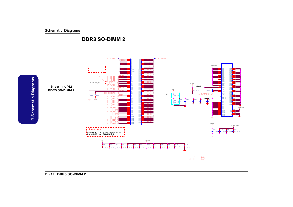 Ddr3 so-dimm 2, Sheet 11 of 42 ddr3 so-dimm 2, So-dimm 1 | B.schematic diagrams, Schematic diagrams b - 12 ddr3 so-dimm 2 | Clevo M860TU User Manual | Page 68 / 100