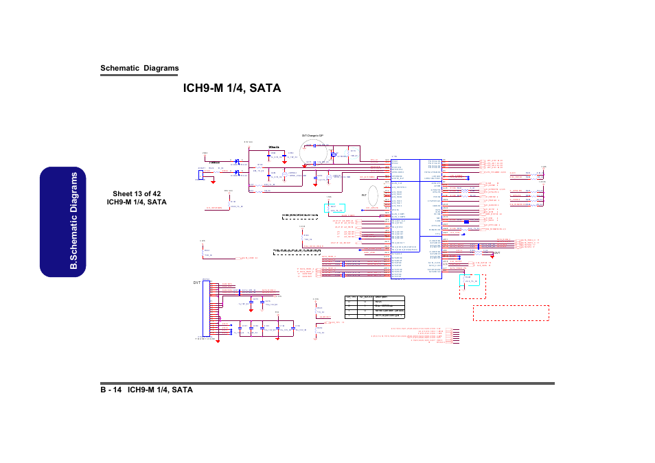 Ich9-m 1/4, sata, Sheet 13 of 42 ich9-m 1/4, sata, B.schematic diagrams | Sata hdd | Clevo M860TU User Manual | Page 70 / 100