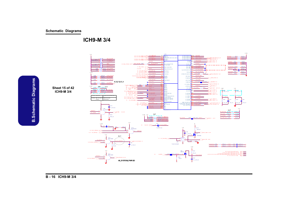 Ich9-m 3/4, Sheet 15 of 42 ich9-m 3/4, B.schematic diagrams | Clevo M860TU User Manual | Page 72 / 100