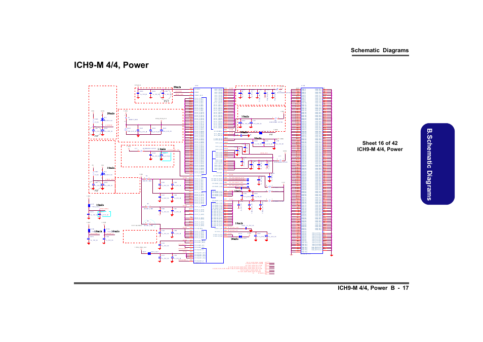 Ich9-m 4/4, power, Sheet 16 of 42 ich9-m 4/4, power, B.schematic diagrams | Clevo M860TU User Manual | Page 73 / 100