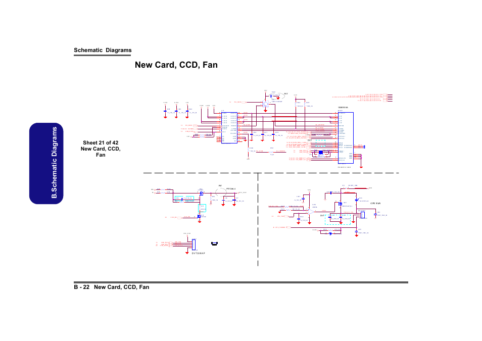 New card, ccd, fan, Sheet 21 of 42 new card, ccd, fan, B.schematic diagrams | Schematic diagrams b - 22 new card, ccd, fan, F an c on tro l, Cc d, N ew ca rd, 4 0 m il, 48 m il, 36 m il | Clevo M860TU User Manual | Page 78 / 100