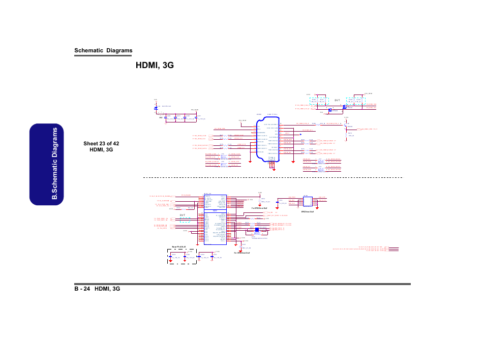 Hdmi, 3g, Sheet 23 of 42 hdmi, 3g, B.schematic diagrams | Schematic diagrams b - 24 hdmi, 3g, M ini -p ci e car d fo r 3g, H dm i | Clevo M860TU User Manual | Page 80 / 100