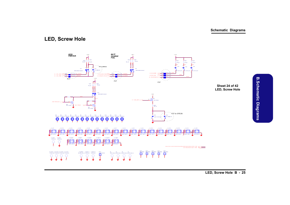 Led, screw hole, Sheet 24 of 42 led, screw hole, B.schematic diagrams | Schematic diagrams led, screw hole b - 25 | Clevo M860TU User Manual | Page 81 / 100