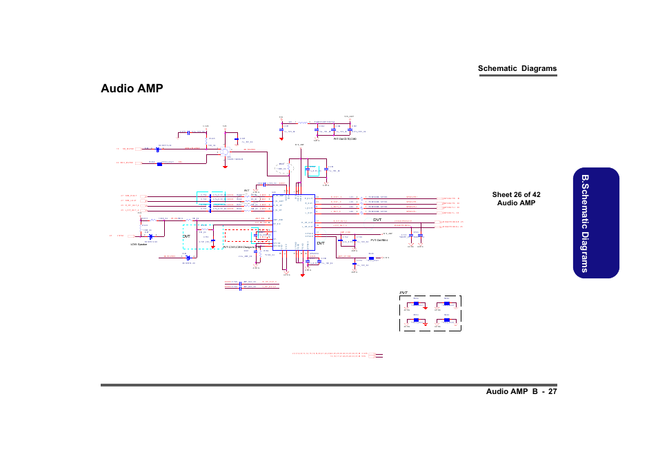 Audio amp, Sheet 26 of 42 audio amp, B.schematic diagrams | Schematic diagrams audio amp b - 27 | Clevo M860TU User Manual | Page 83 / 100