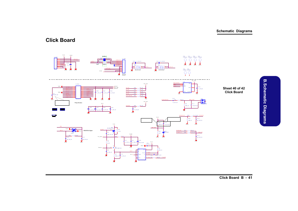 Click board, Sheet 40 of 42 click board, B.schematic diagrams | Schematic diagrams click board b - 41 | Clevo M860TU User Manual | Page 97 / 100