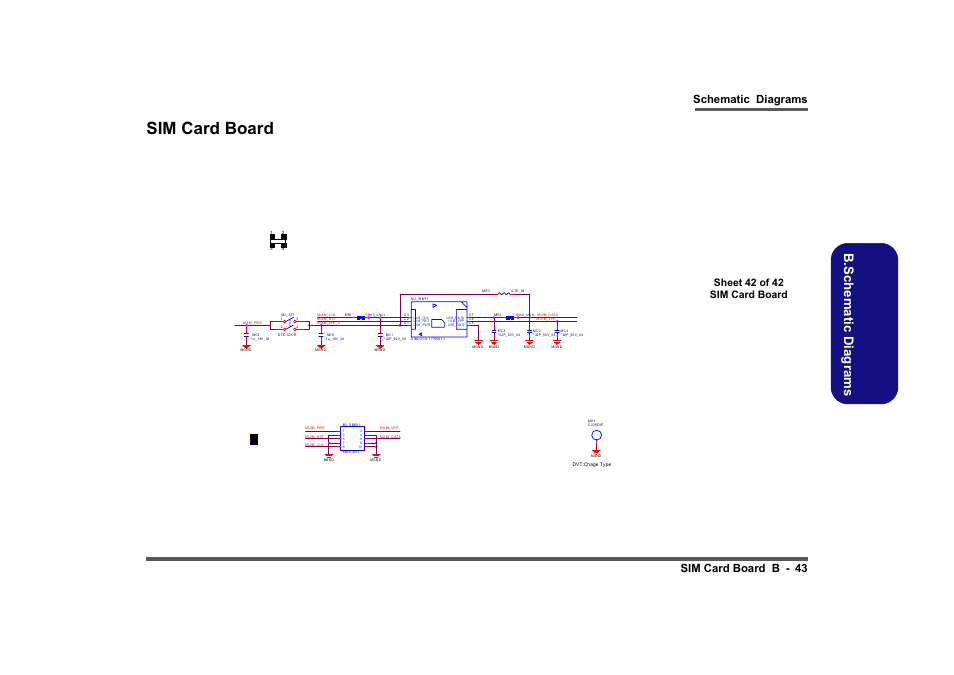 Sim card board, Sheet 42 of 42 sim card board, B.schematic diagrams | Schematic diagrams sim card board b - 43 | Clevo M860TU User Manual | Page 99 / 100