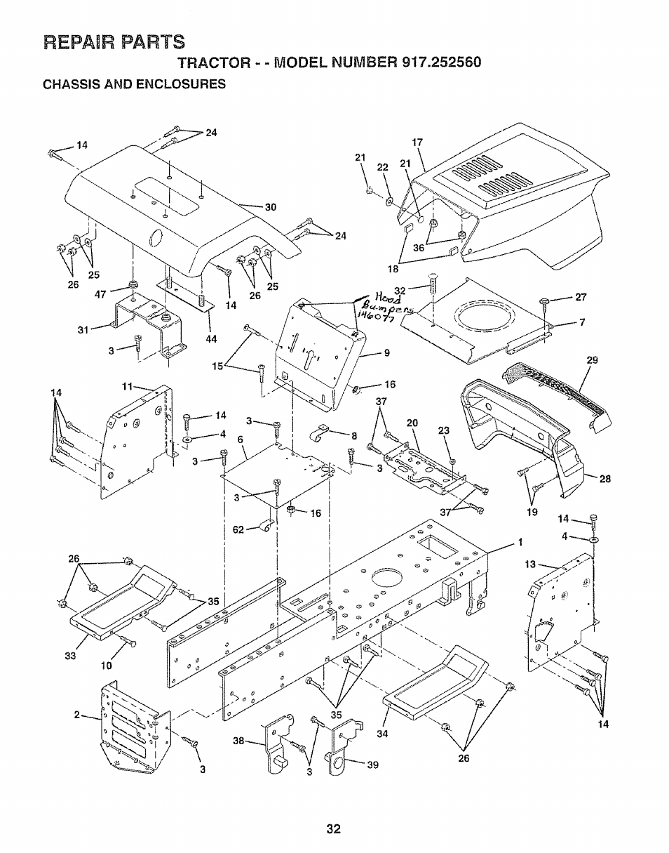 Repair parts | Craftsman 917.252560 User Manual | Page 32 / 56